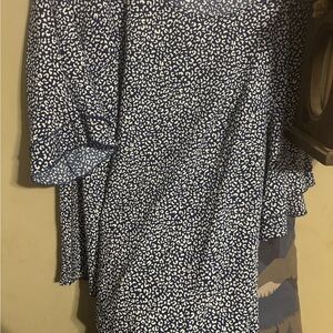 SHEIN Blue and White Patterned Blouse